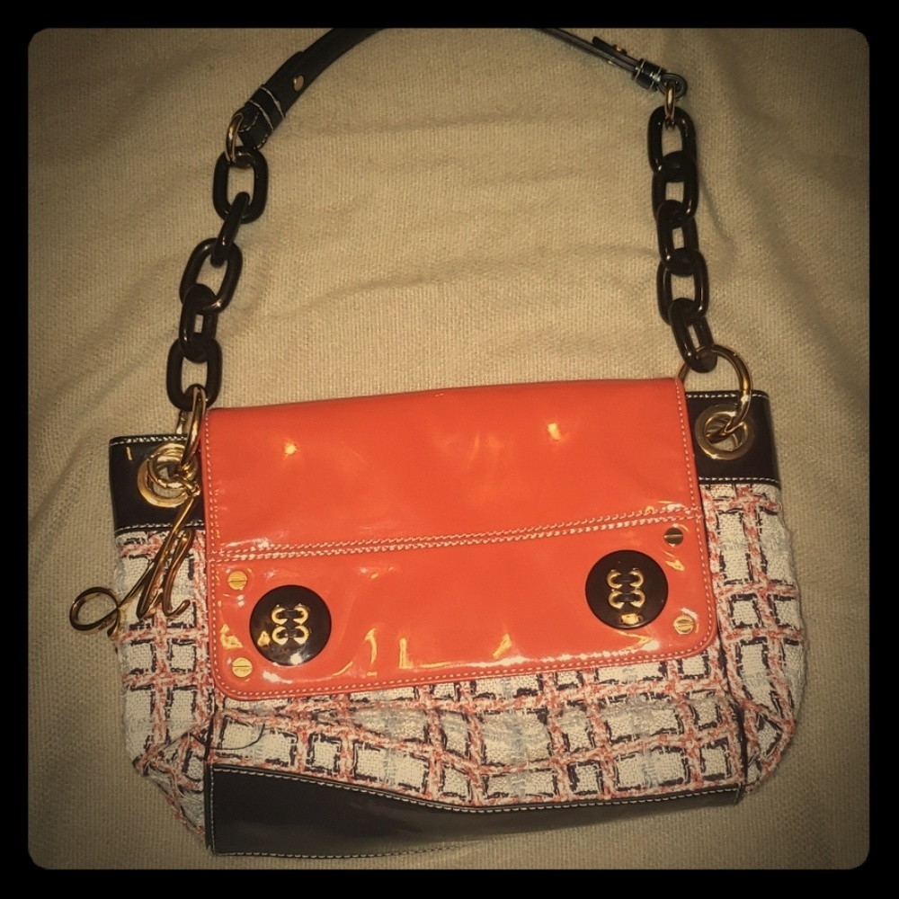 Milly classic style chain link purse. Red/orange